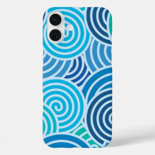 Coque Pour iPhone 16 Plus Motif moderne à spirale bleue