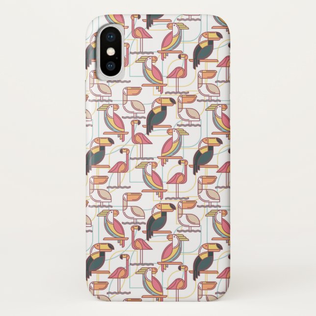Coques Case-Mate iPhone Motif moderne avec les oiseaux tropicaux (Dos)
