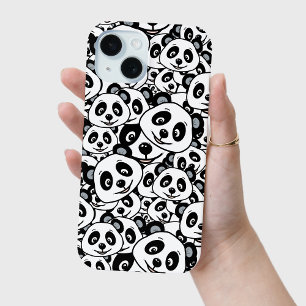 Coque Case-Mate iPhone Motif moderne d'ours panda mignon en noir et blanc