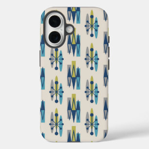 Coque Pour iPhone 16 Motif moderne du milieu du siècle de l'âge atomiqu