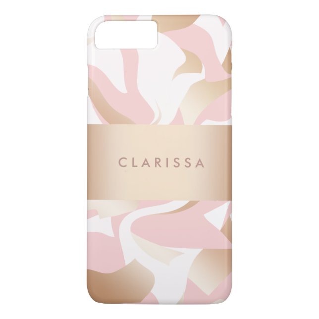 Coques Case-Mate iPhone Motif moderne élégant d'abrégé sur blanc de rose (Dos)