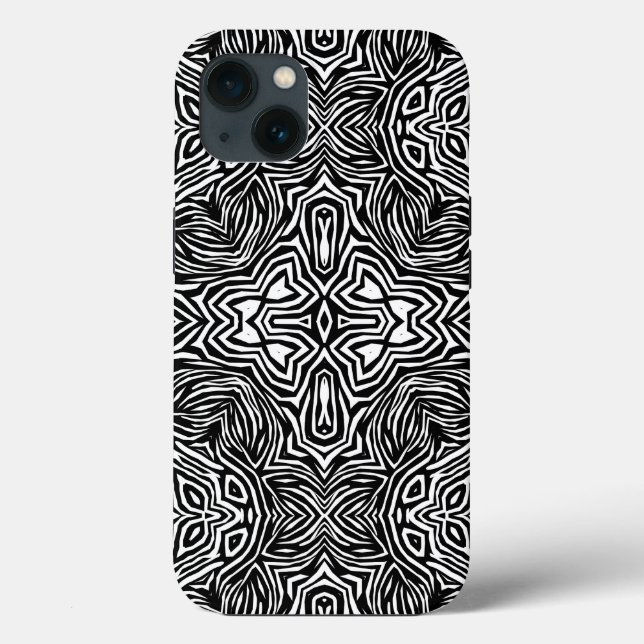 Coques Case-Mate iPhone Motif moderne géométrique abstrait noir et blanc (Verso)