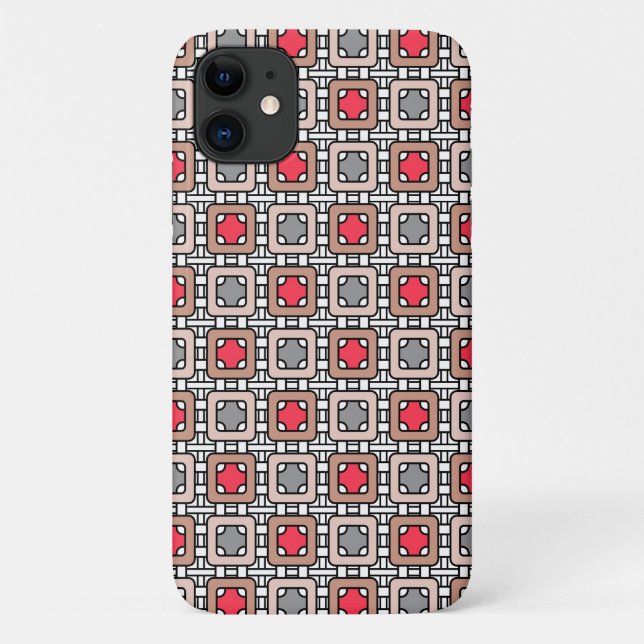 Coques Case-Mate iPhone motif moderne géométrique art déco gris rouge, bei (Dos)