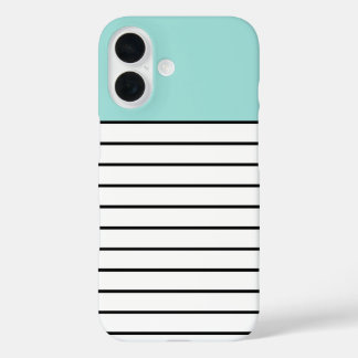 Coque Pour iPhone 16 Motif moderne Mint Green Black White