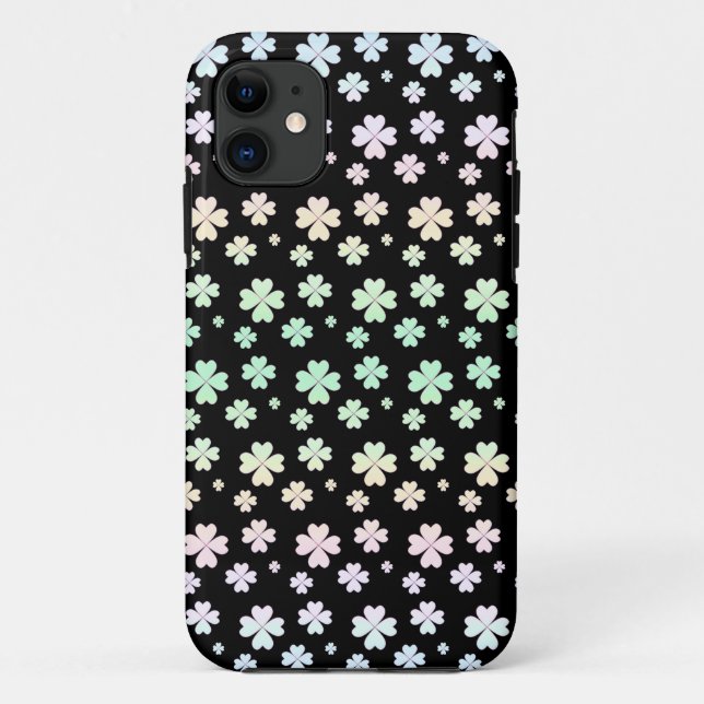 Coques Case-Mate iPhone Motif moderne Pastel couleur Shamrock sur noir (Dos)