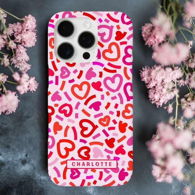 Coques Case-Mate iPhone Motif Moderne Rouge Rose Violet Cœur Amour Romanti (Créateur téléchargé)