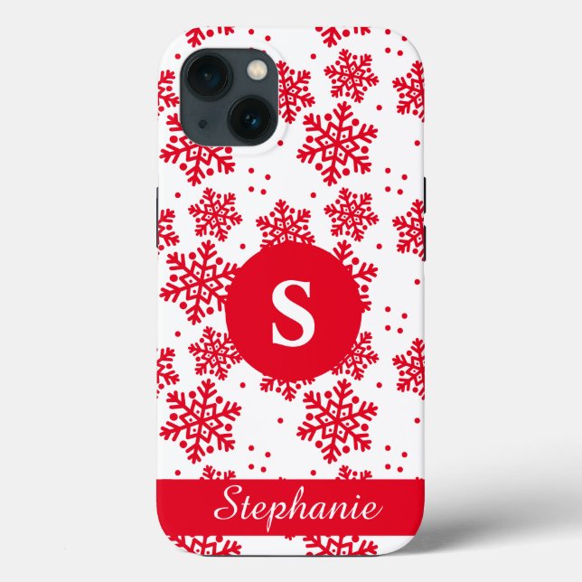 Coques Case-Mate iPhone Motif Monogram Coque-Mate de  de flocon rouge et b (Verso)