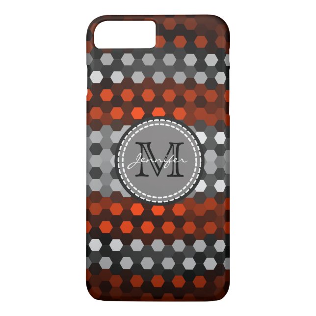 Coques Case-Mate iPhone Motif Monogram Silver & Coquelicot (Dos)