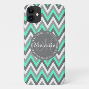 Case-Mate iPhone Case Motif Monogramme Blue & Grey Chevron