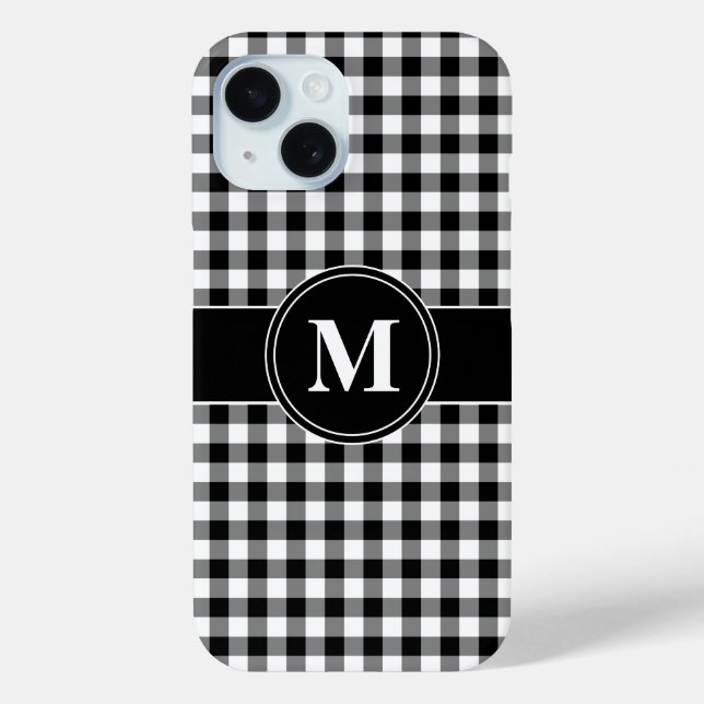Coques Case-Mate iPhone Motif monogramme moderne noir et blanc (Verso)