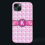 Etui iPhone 13 Motif Monogramme Poche rose Fille<br><div class="desc">Ce design mignon et girly montre des pois roses et un espace que vous pouvez personnaliser / customiser. Ajoutez simplement votre propre monogramme / initial dans le champ "Personnalisez-le". C'est un joli motif lumineux,  coloré et qui ferait un grand cadeau personnalisé pour une femme design et branchée.</div>