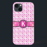 Etui iPhone 13 Motif Monogramme Poche rose Fille<br><div class="desc">Ce design mignon et girly montre des pois roses et un espace que vous pouvez personnaliser / customiser. Ajoutez simplement votre propre monogramme / initial dans le champ "Personnalisez-le". C'est un joli motif lumineux,  coloré et qui ferait un grand cadeau personnalisé pour une femme design et branchée.</div>