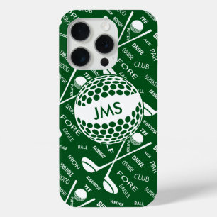 Coque iPhone 15 Pro Motif monogramme pour Golfer