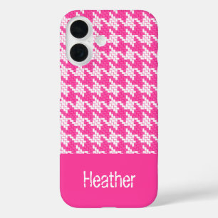 Coque Pour iPhone 16 Motif monogramme rose et blanc