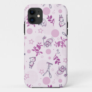 Coque iPhone 11 motif montrant les animaux vintages de bébé