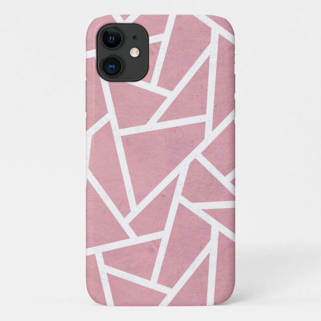 Coques Case-Mate iPhone Motif mosaïque corail et blanc (Dos)