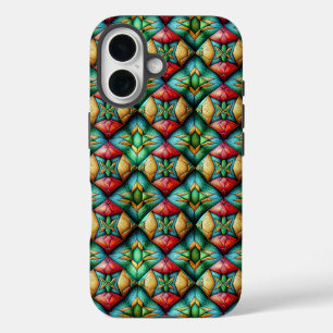 Coque Pour iPhone 16 Motif mosaïque géométrique africain coloré