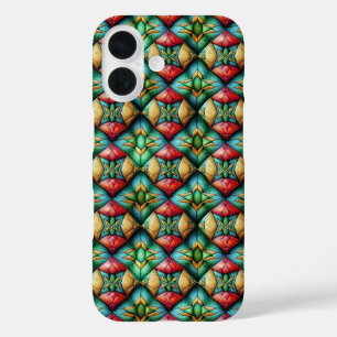 Coque Pour iPhone 16 Motif mosaïque géométrique africain coloré