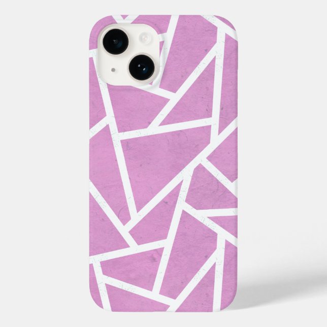 Coques Case-Mate iPhone Motif mosaïque rose et blanc (Verso)
