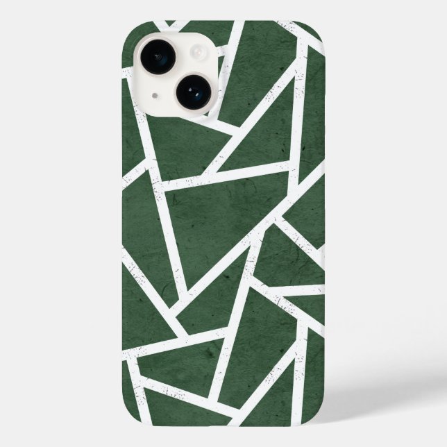 Coques Case-Mate iPhone Motif mosaïque vert et blanc (Verso)
