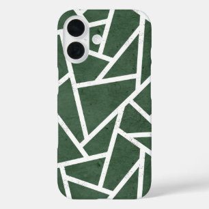 Coque Pour iPhone 16 Motif mosaïque vert et blanc