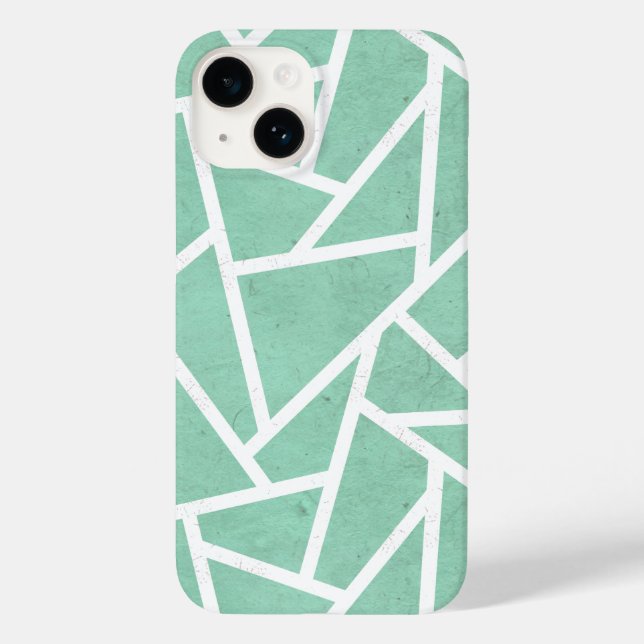 Coques Case-Mate iPhone Motif mosaïque vert menthe et blanc (Verso)