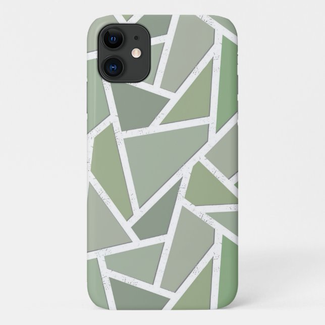 Coques Case-Mate iPhone Motif mosaïque vert olive (Dos)