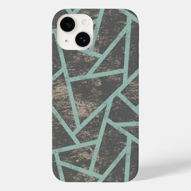 Coques Case-Mate iPhone Motif mosaïque vert pâle et gris (Verso)