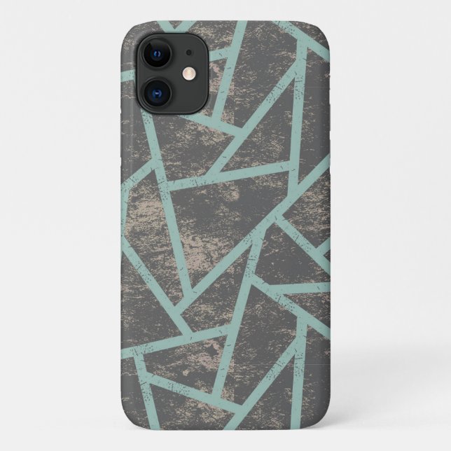 Coques Case-Mate iPhone Motif mosaïque vert pâle et gris (Dos)