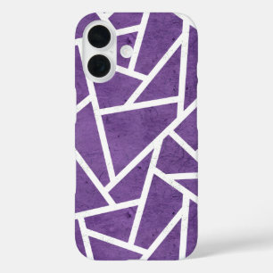 Coque Pour iPhone 16 Motif mosaïque violet et blanc