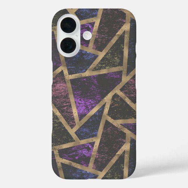 Coques Case-Mate iPhone Motif mosaïque violet et or (Verso)
