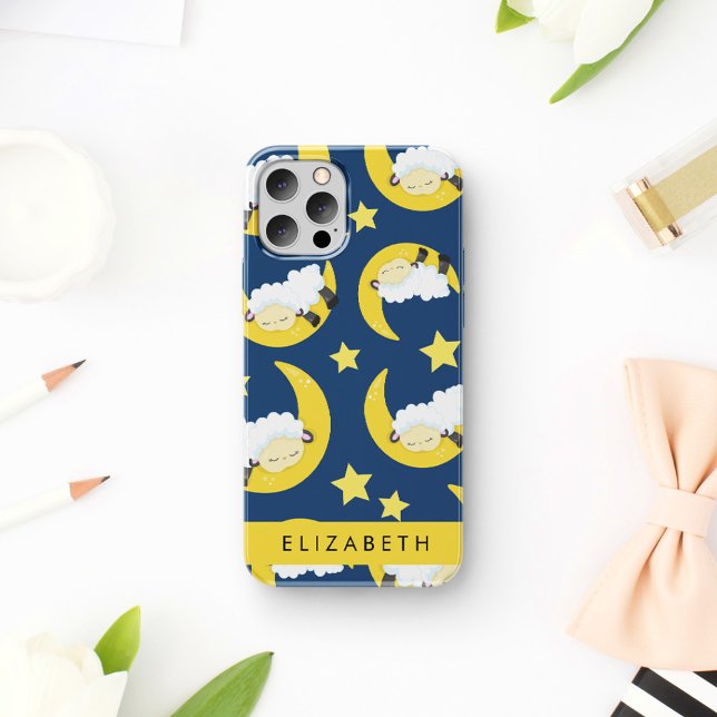 Coques Case-Mate iPhone Motif mouton, Mouton dormant, Lune, Votre Nom (Créateur téléchargé)