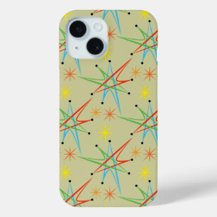 Coque Pour iPhone 15 Motif multicolore rétro étoile atomique