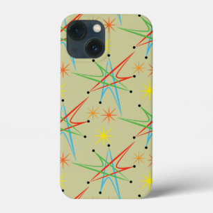 Coques Pour iPhone Motif multicolore rétro étoile atomique