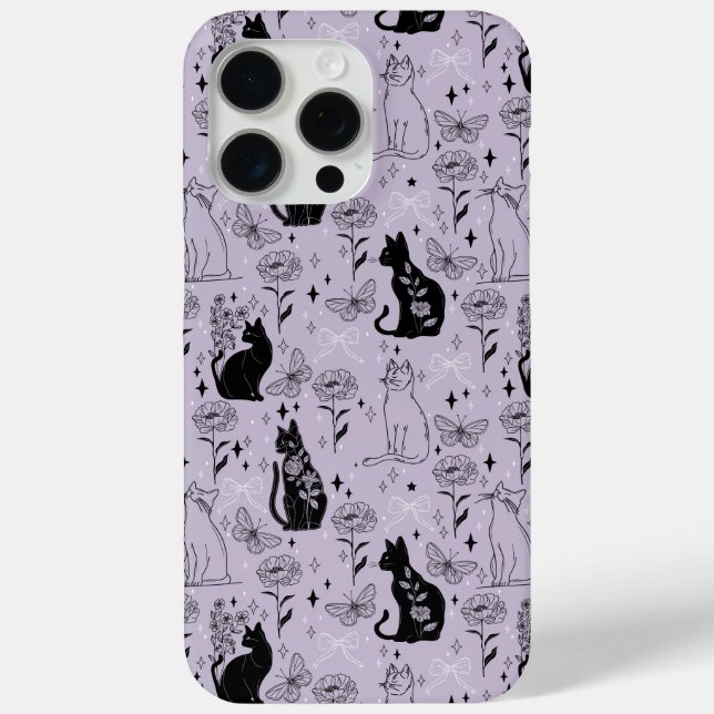 Coques Case-Mate iPhone Motif mystique de chat noir et papillon | Cuisine (Verso)