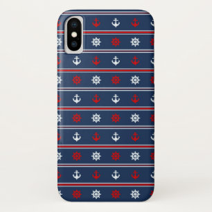 Coque Case-Mate iPhone Motif nautique blanc et bleu rouge