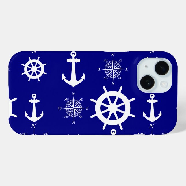 Coques Case-Mate iPhone Motif nautique bleu marine (Verso (horizontal))