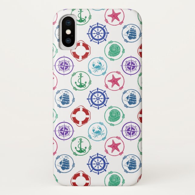 Coques Case-Mate iPhone Motif nautique coloré (Dos)