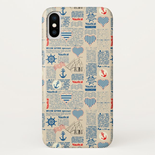 Coques Case-Mate iPhone Motif nautique de journal (Dos)
