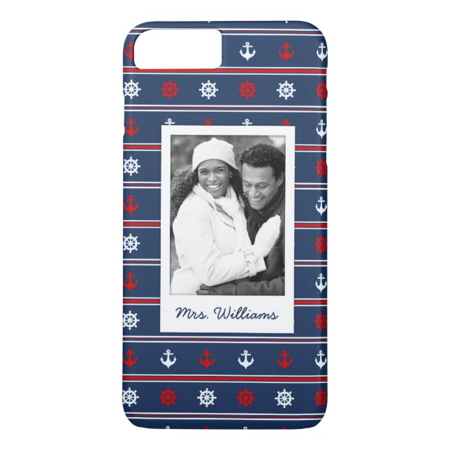 Coques Case-Mate iPhone Motif nautique patriotique | votre photo et nom (Dos)
