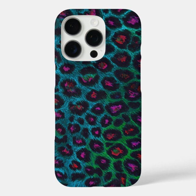 Coques Case-Mate iPhone Motif Neon-Noir de léopard des neiges (Verso)