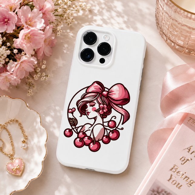 Coques Case-Mate iPhone motif noeud et cerise  (bow and cherry pattern Case-Mate iPhone case)