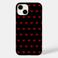 Motif Noir aux Coeurs rouges -