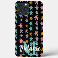 Motif noir de fleur Groovy Nom