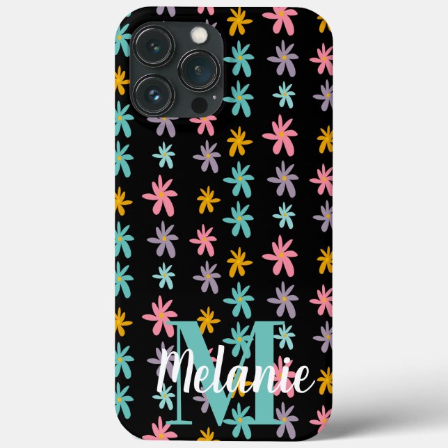 Coques Case-Mate iPhone Motif noir de fleur Groovy Nom    (Verso)