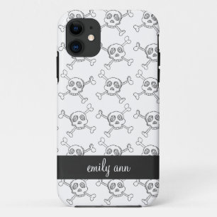 Coques Pour iPhone Motif noir et blanc de crânes de griffonnage