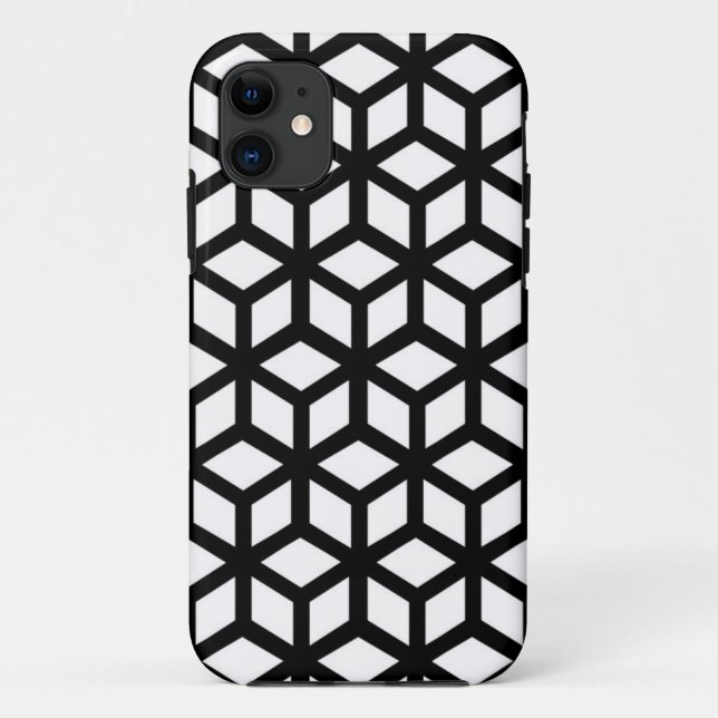 Coques Case-Mate iPhone Motif noir et blanc de cube (Dos)