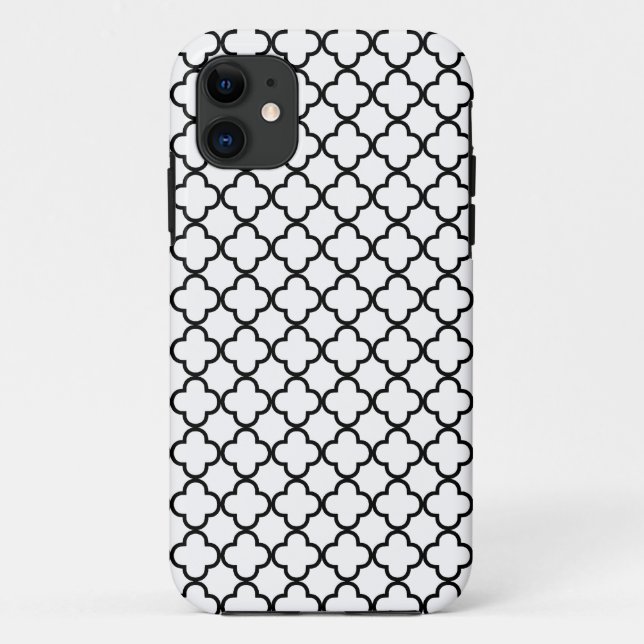 Coques Case-Mate iPhone Motif noir et blanc de trèfle de Quatrefoil (Dos)