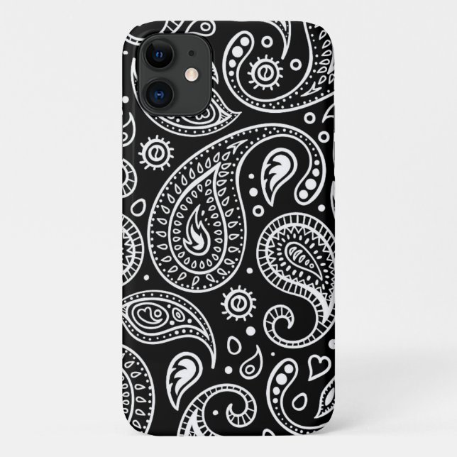 Coques Case-Mate iPhone Motif noir et blanc Paisley (Dos)
