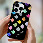 Coque Case-Mate iPhone Motif noir personnalisé<br><div class="desc">Cette coque iphone moderne est décorée d'une motif abstraite colorée sur un arrière - plan noir. Facilement personnalisable avec votre nom ou monogramme. Utilisez l'outil de conception pour modifier la taille,  le style ou la couleur du texte. Aquarelle originale © Michele Davies.</div>